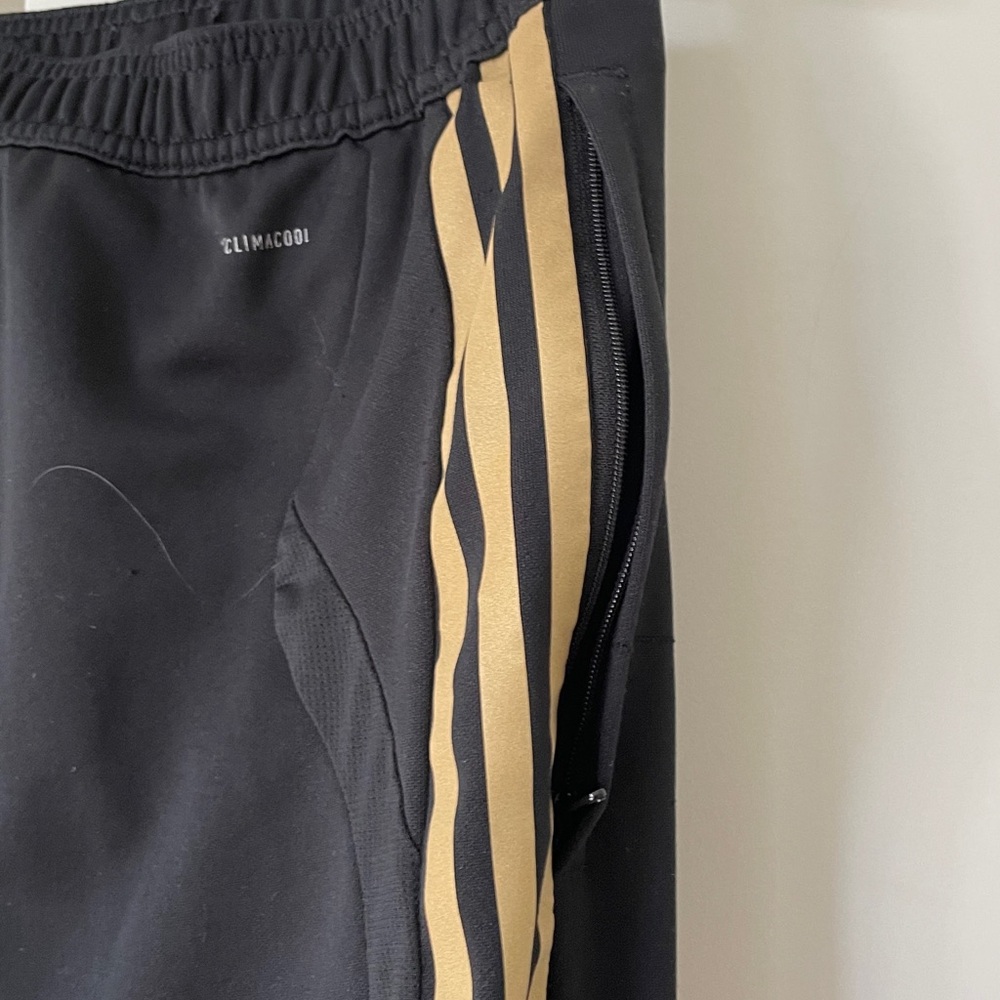 adidas Black Joggers with Gold Side Stripes - Picture 3 of 5